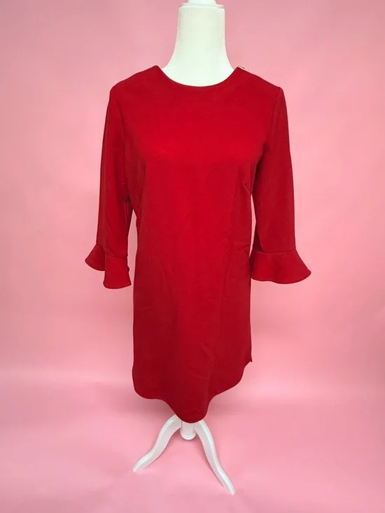Ann Taylor Red Flare-Sleeve Shift Dress - Picture 5 of 9